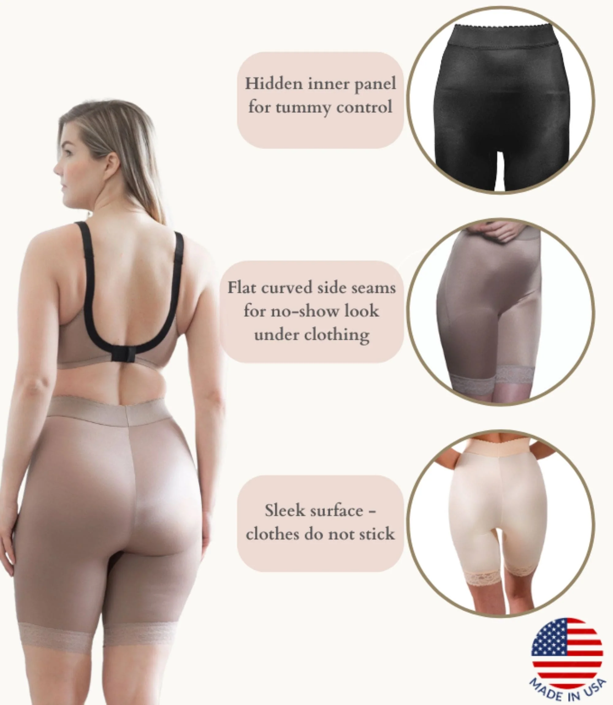 Style 518 | High Waist Light Shaping Bike Short | Satin 4-Way Stretch with Built-In Panty - Image 14