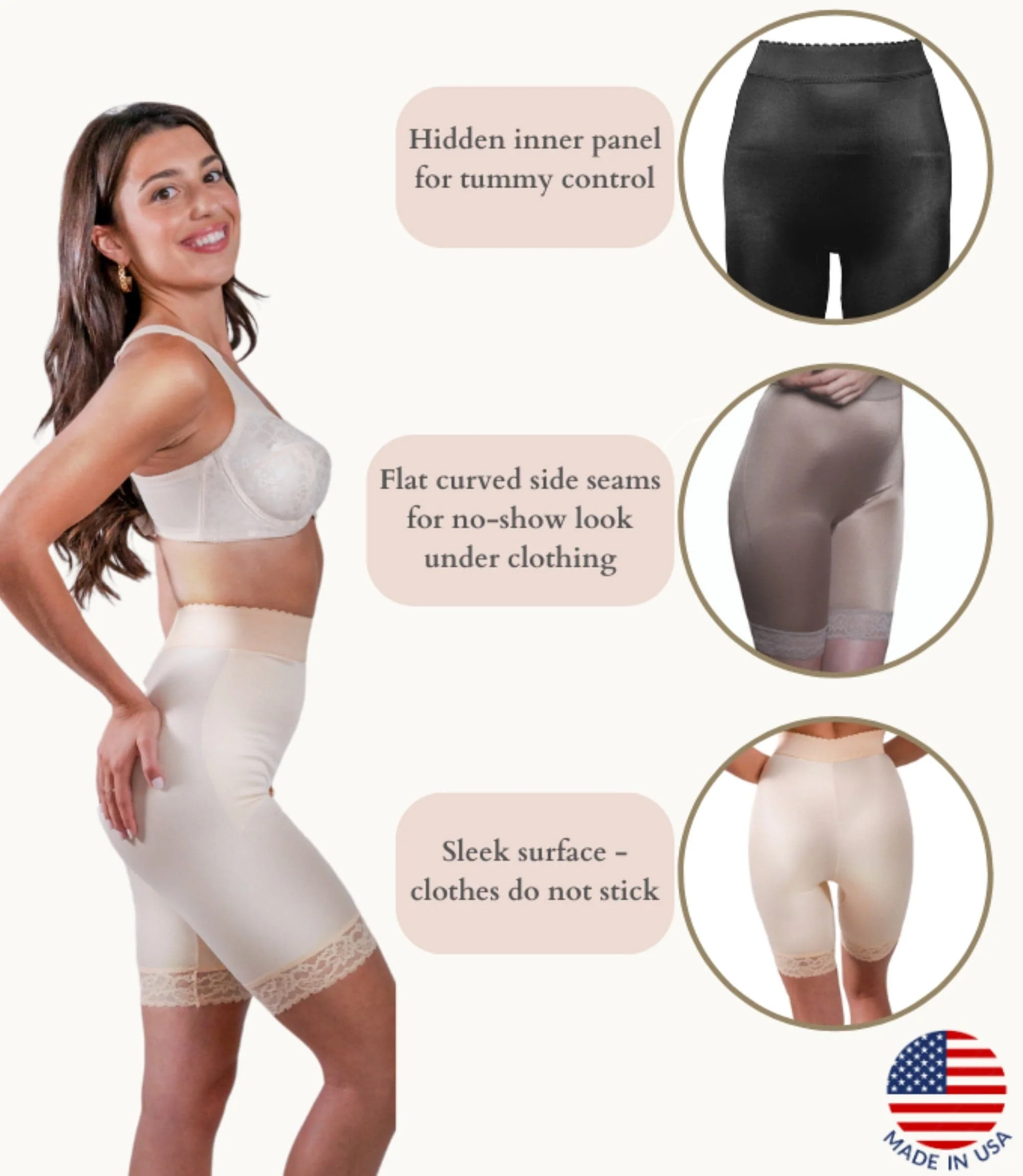 Style 518 | High Waist Light Shaping Bike Short | Satin 4-Way Stretch with Built-In Panty - Image 21