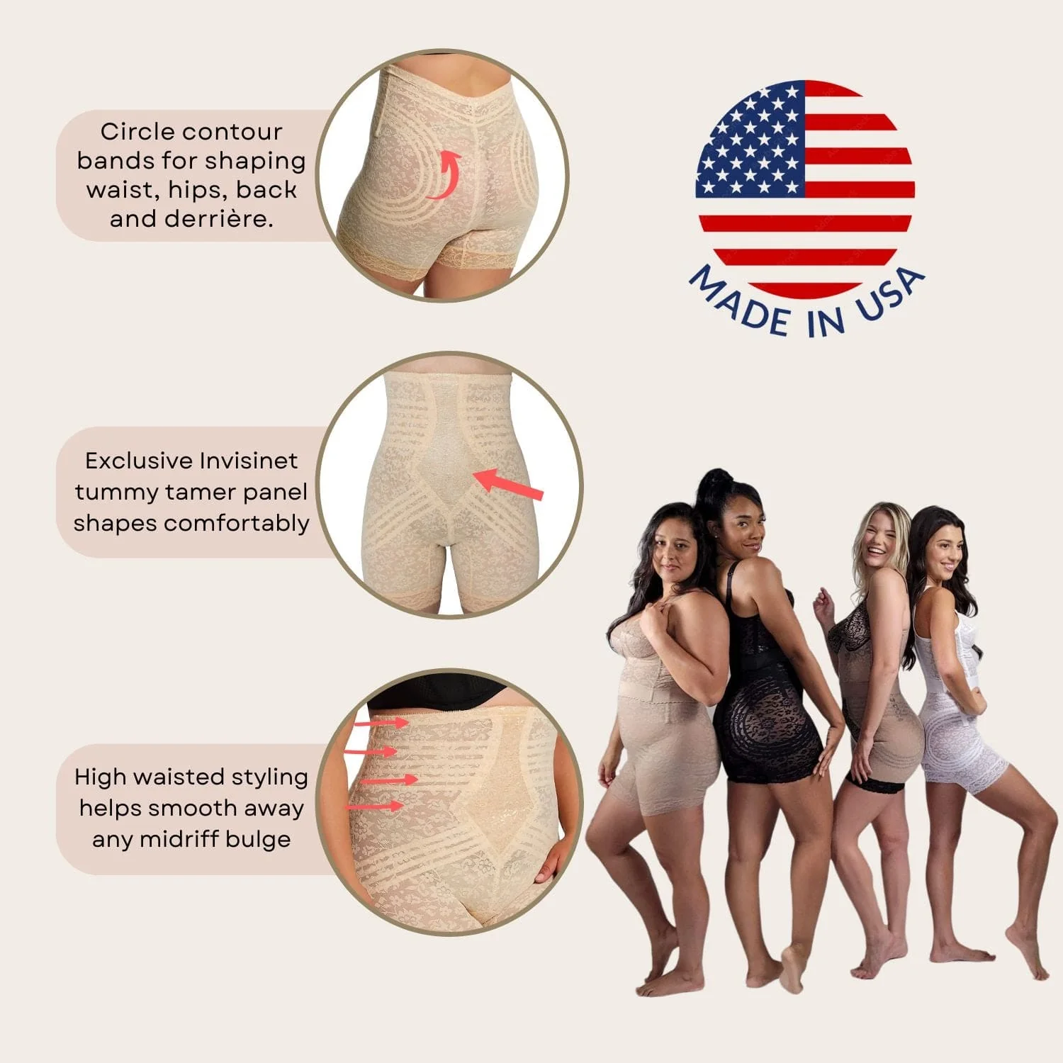 Style 6207 |  No Roll High Waist Lace Thigh Slimmer with Extra Firm Support - Image 17