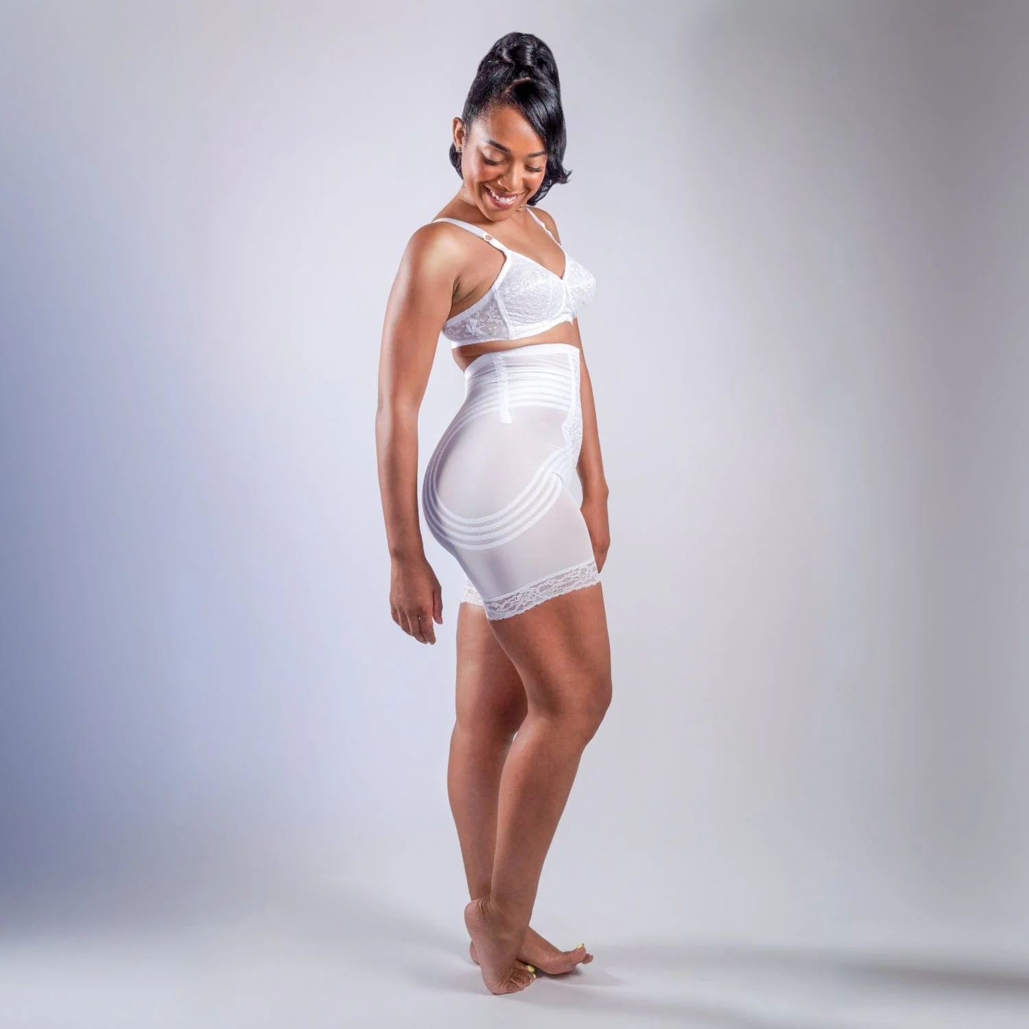 Style 6209 | Breathable High Waist Thigh Slimmer | No Roll Power Mesh Hourglass Shaper |  Firm to Extra Firm Support - Image 12