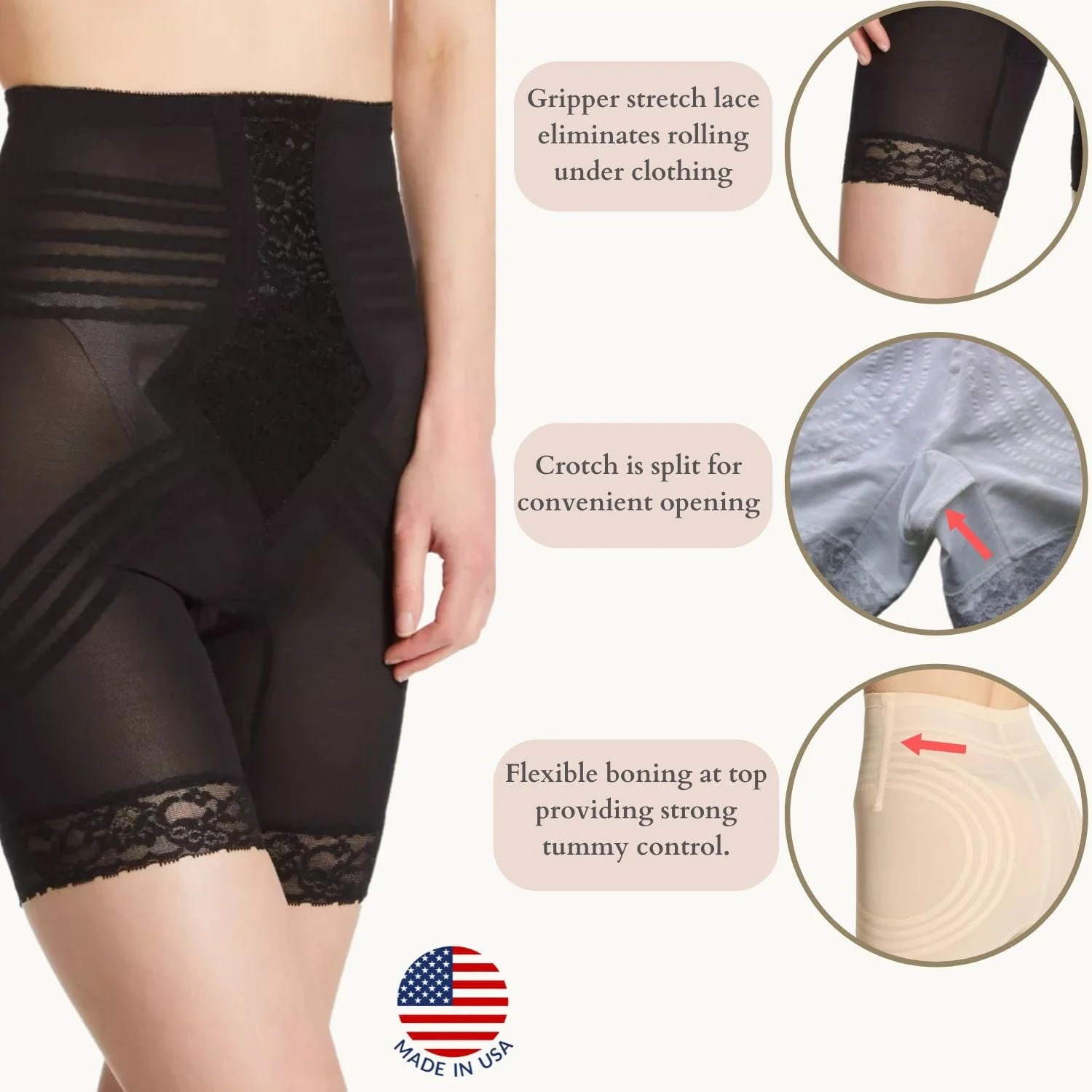 Style 6209 | Breathable High Waist Thigh Slimmer | No Roll Power Mesh Hourglass Shaper |  Firm to Extra Firm Support - Image 5