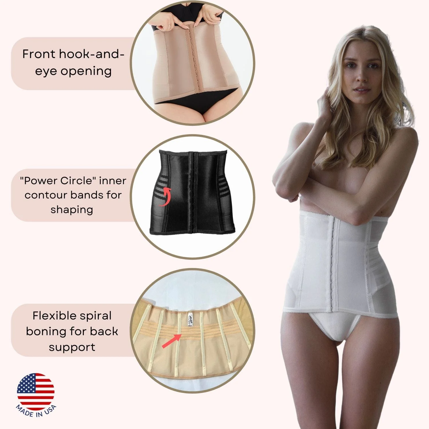 Style 821 | Shapette Powermesh Satin Panel Waist Cincher - Image 16