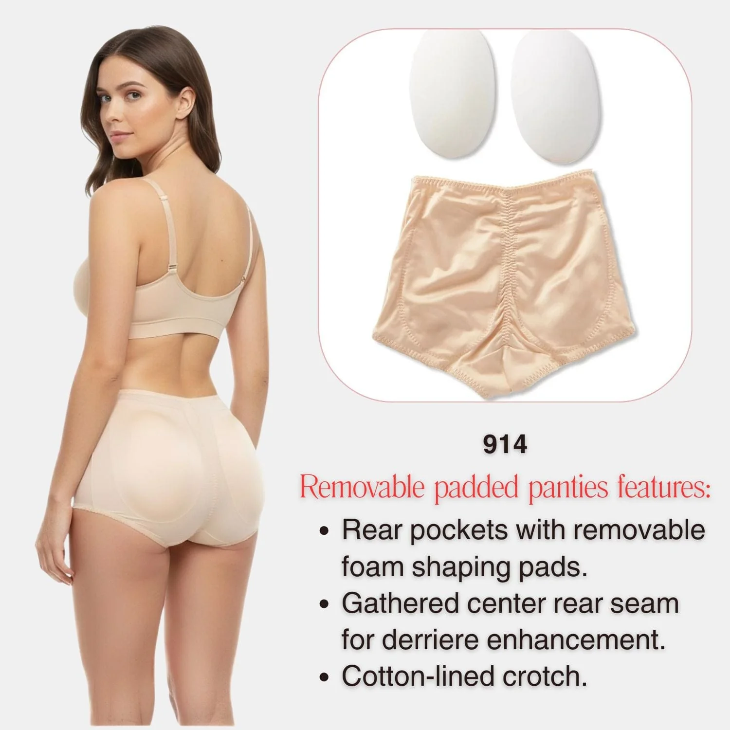 Padded Panty Brief Light Shaping (Removable Pads) | Style 914 - Image 19