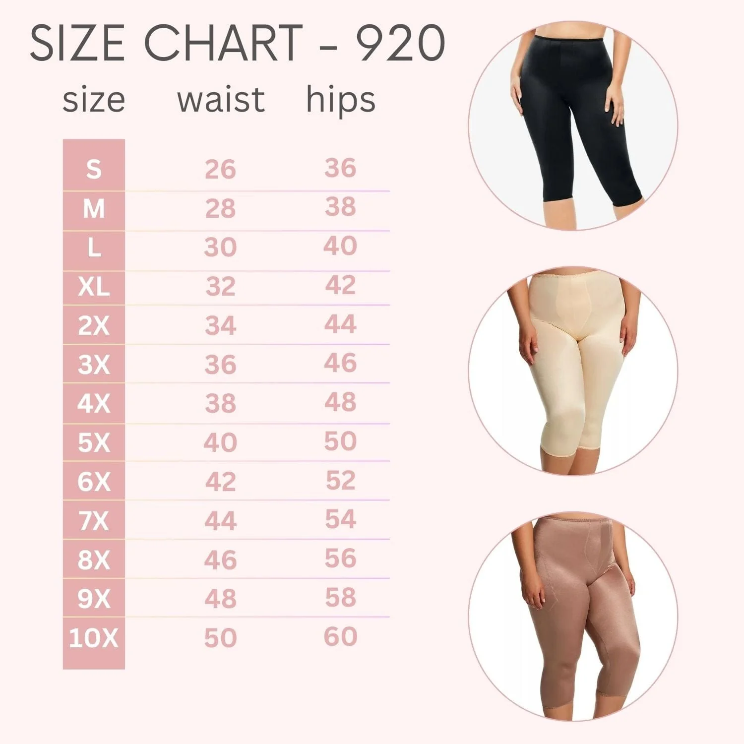Style 920 | Capri Pant Liner Light Shaping | Satin 4-Way Stretch - Image 6