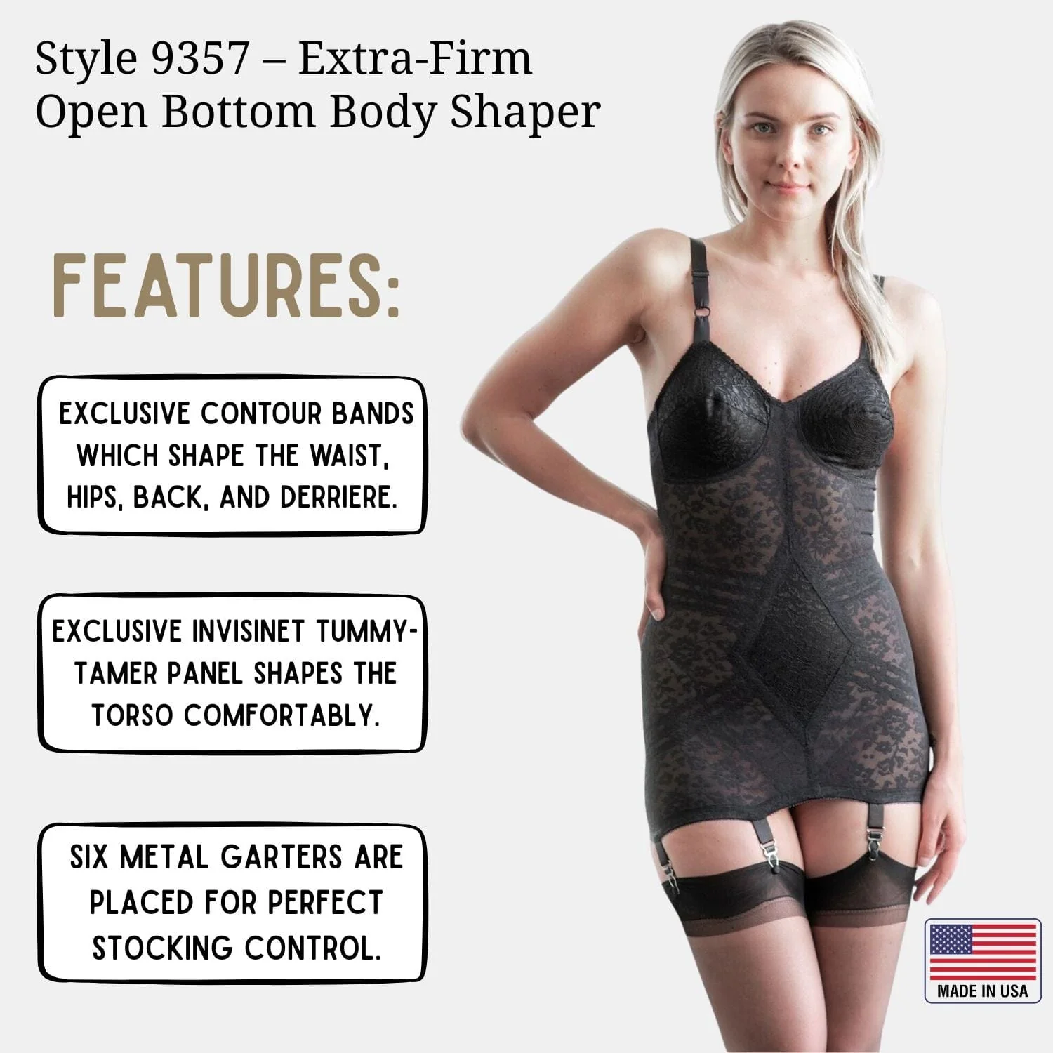 Style 9357 | Body Briefer Extra Firm Shaping  - Black - Image 3